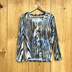 David Cline Bejeweled V-Neck Tee Shirt Sz Medium